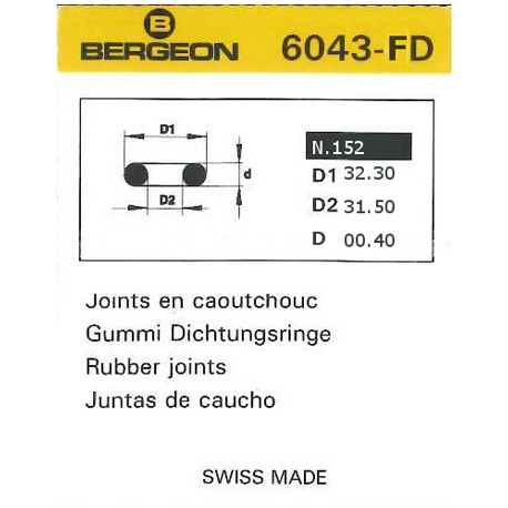 JUNTAS REDONDAS CAUCHO BERGEON EXTRAFINAS 6043-FD