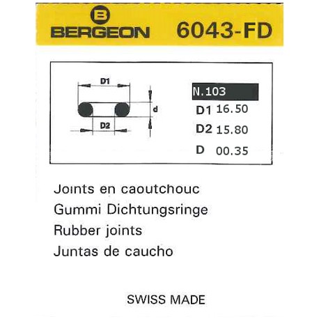 JUNTAS REDONDAS CAUCHO BERGEON EXTRAFINAS 6043-FD